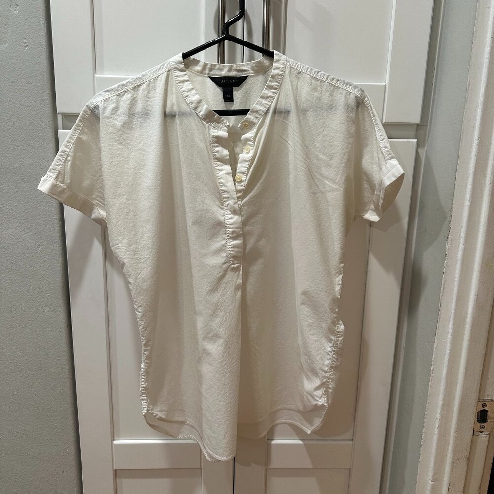 J. Crew Short-Sleeve Poplin Top in White - XS
